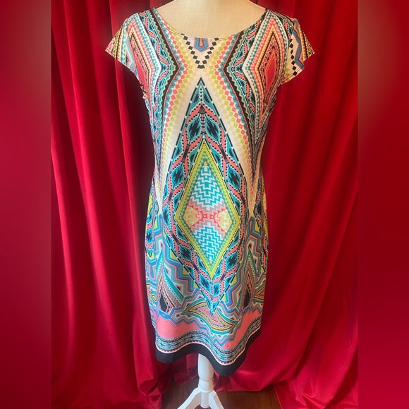 karin stevens Dresses & Skirts - 💒 5/$30 KAREN STEVENS GEOMETRIC SHIFT DRESS SMALL